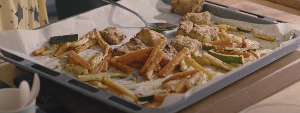 Dorsz w panierce z frytkami z warzyw