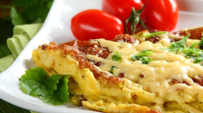 Omlet po francusku z groszkiem