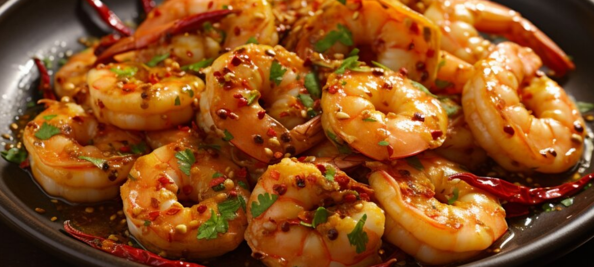 Krewetki z mango z sosem chili 