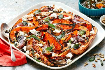 Pieczona dynia z serem kozim 