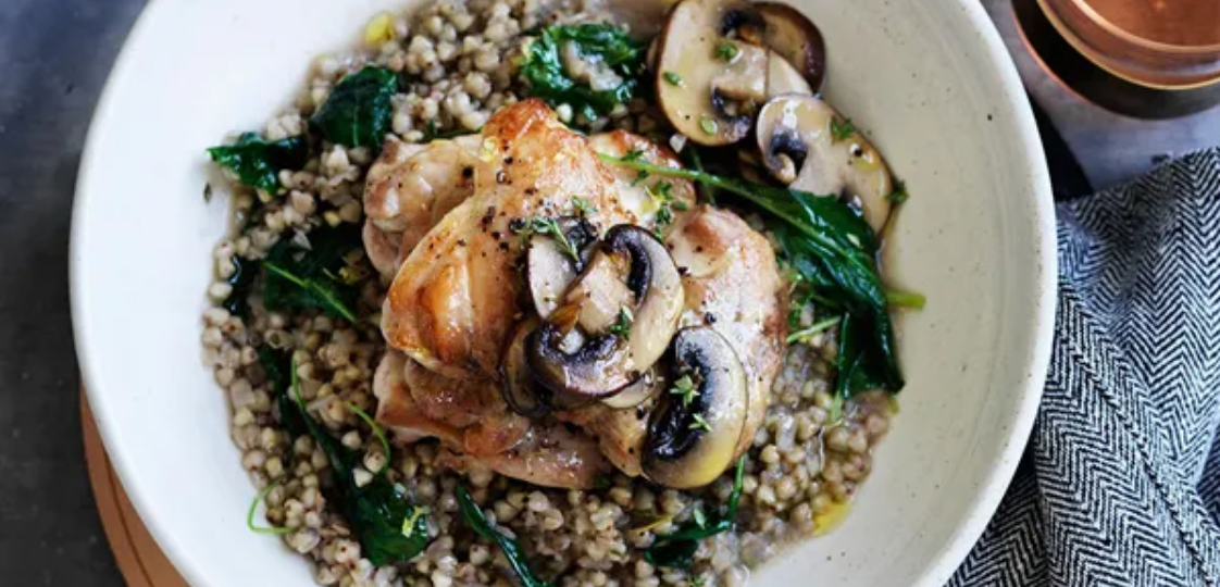 Kaszotto z kurczakiem i grzybami leśnymi 